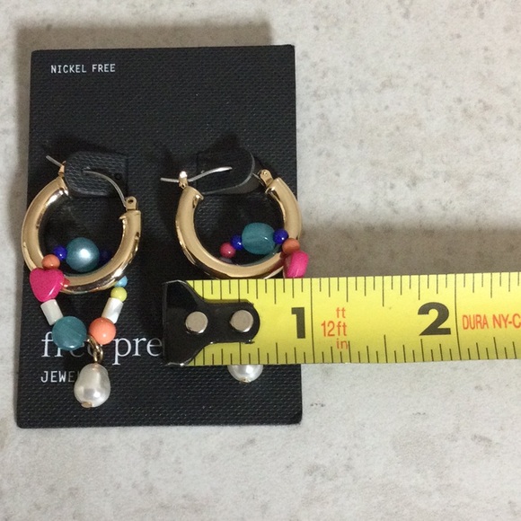 NWT Free Press gold hoops with colorful bead earrings - Picture 6 of 6